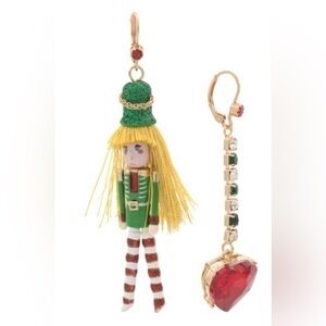 Betsey Johnson Christmas Holiday Boy Nutcracker + Red Heart Mix Match Earring